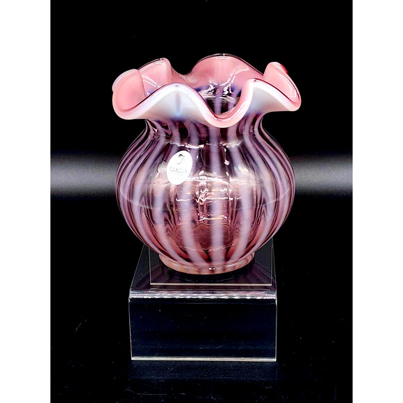 Fenton Art Glass Amethyst Opalescent Vase, 2002 Family Signing Edition, Signed